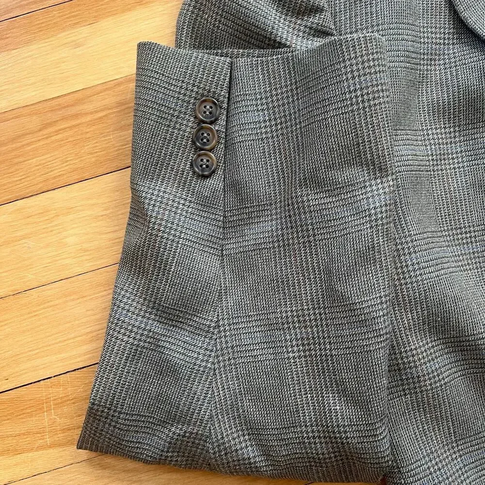 Brooks Brothers 346 Silk Wool Sport Coat Blazer Brown Glen Plaid Men's Sz 48R
